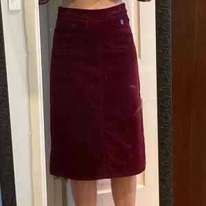 Boden cranberry wide-wale corduroy skirt